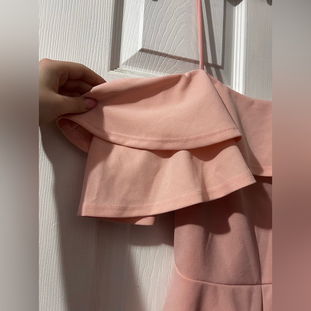 Pink Ruffle Off-Shoulder Dress - Picture 3 of 4